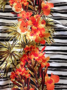 orange flowers on dress