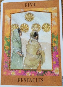 5 of Pentacles by Kris Waldherr, Goddess Tarot